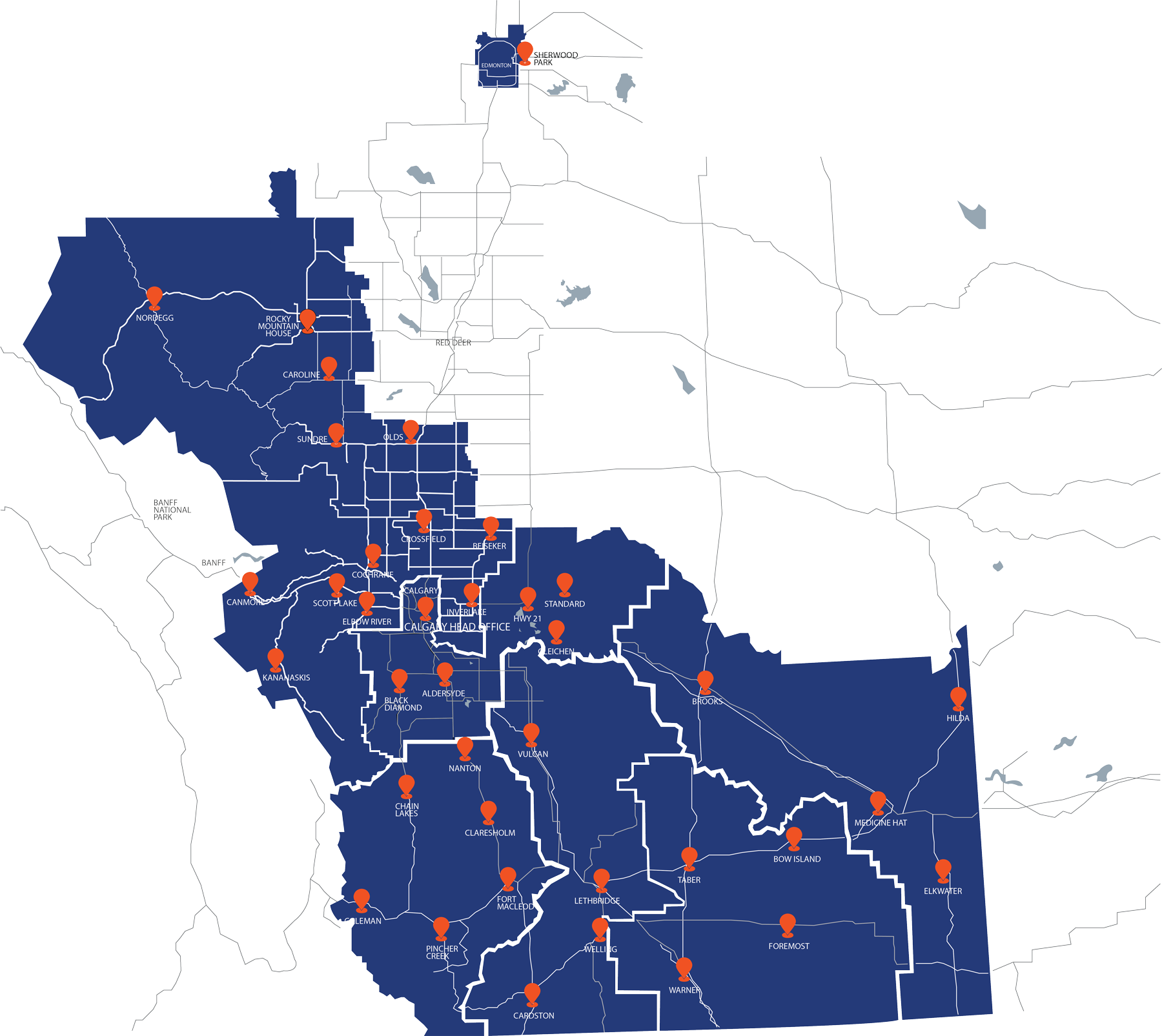 Service area map for Volker Stevin Highways