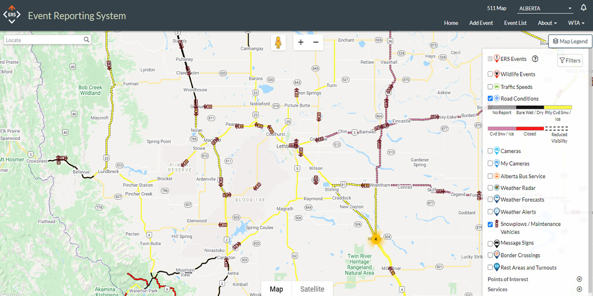 511 Alberta road conditions map